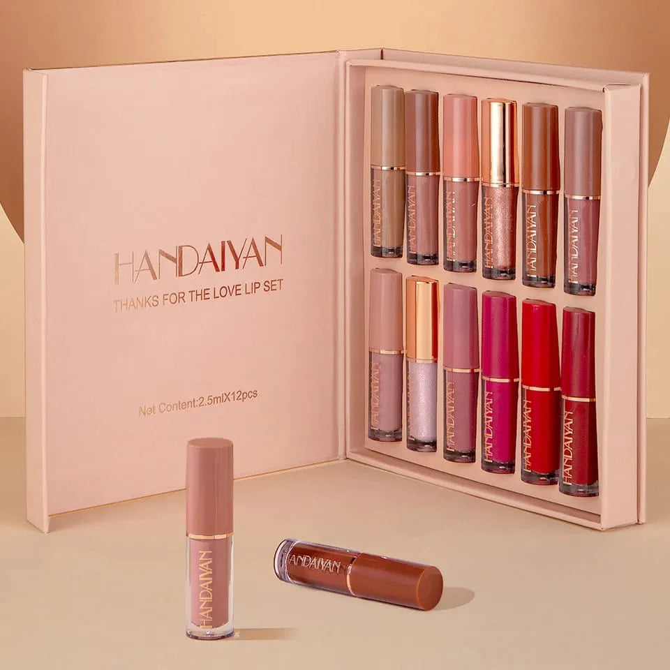 Handaiyan 12 Pcs Matte Lip Gloss Set