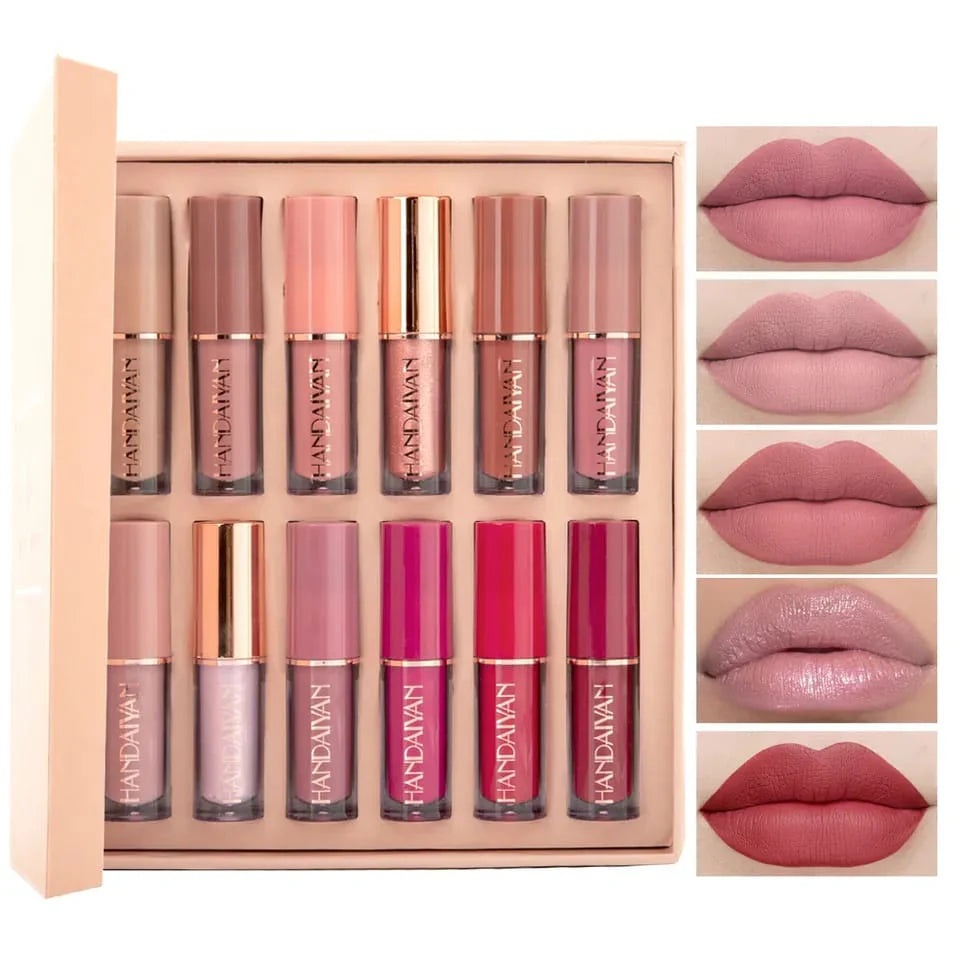 Handaiyan 12 Pcs Matte Lip Gloss Set